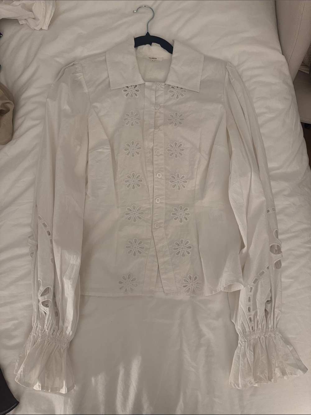 Tularosa White Eyelet Button-Down Blouse